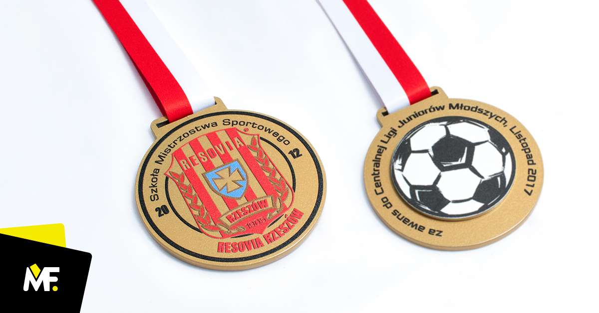 Medale Sportowe Piłka nożna Jednostronny medale Okrągłe Piłka nożna Premium sportowe Stal czarna Złoty 