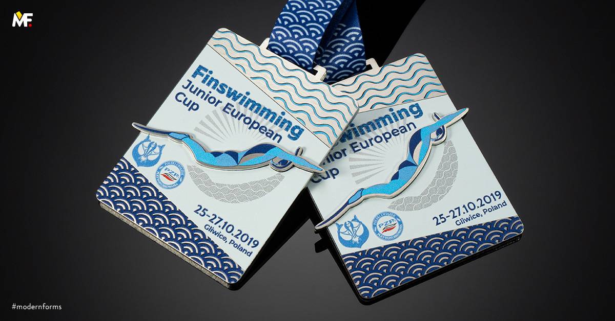 Medale Sportowe Pływanie Jednostronny Niestandardowy Premium Srebrny Stal nierdzewna 