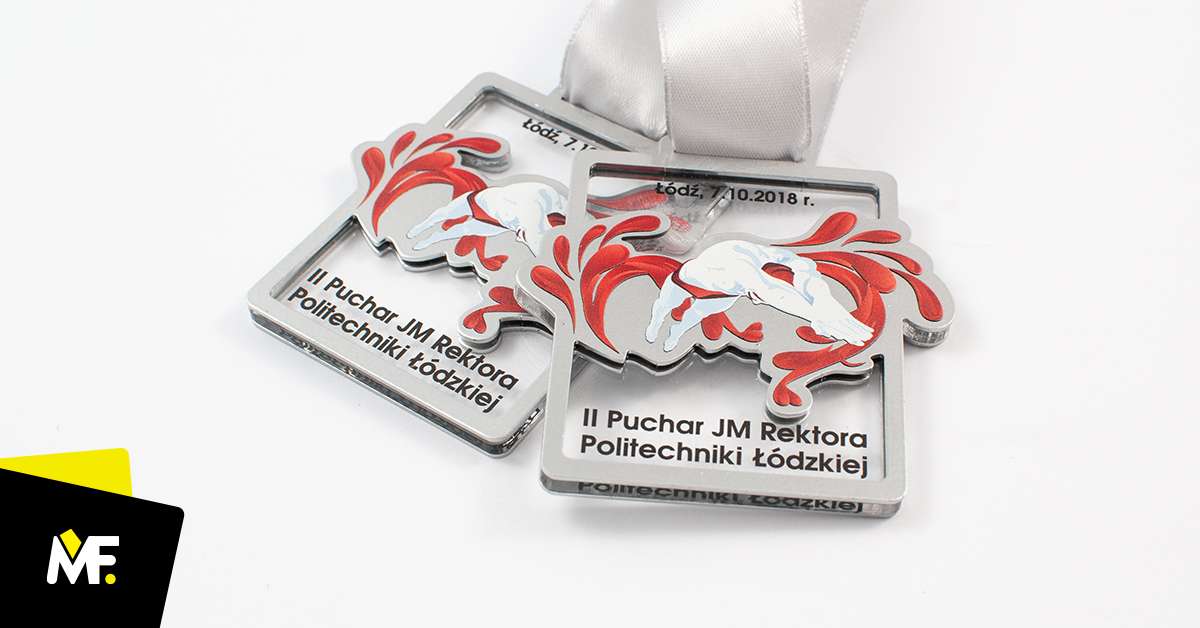 Medale Sportowe Pływanie Bezbarwny Jednostronny medale Niestandardowy Pleksi pływanie Premium sportowe Srebrny Stal czarna 