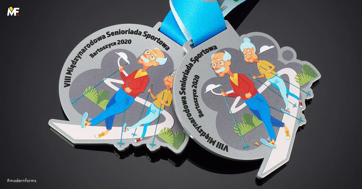 Medale Sportowe Nordic walking Jednostronny medale Niestandardowy Nordic walking Premium sportowe Srebrny Stal czarna 