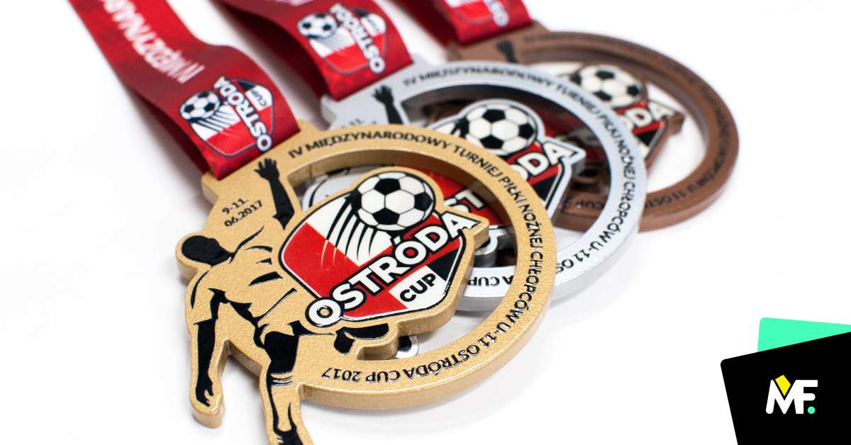 Medale Sportowe Piłka nożna Brązowy Jednostronny medale Niestandardowy Piłka nożna Premium sportowe Srebrny Stal czarna Złoty 