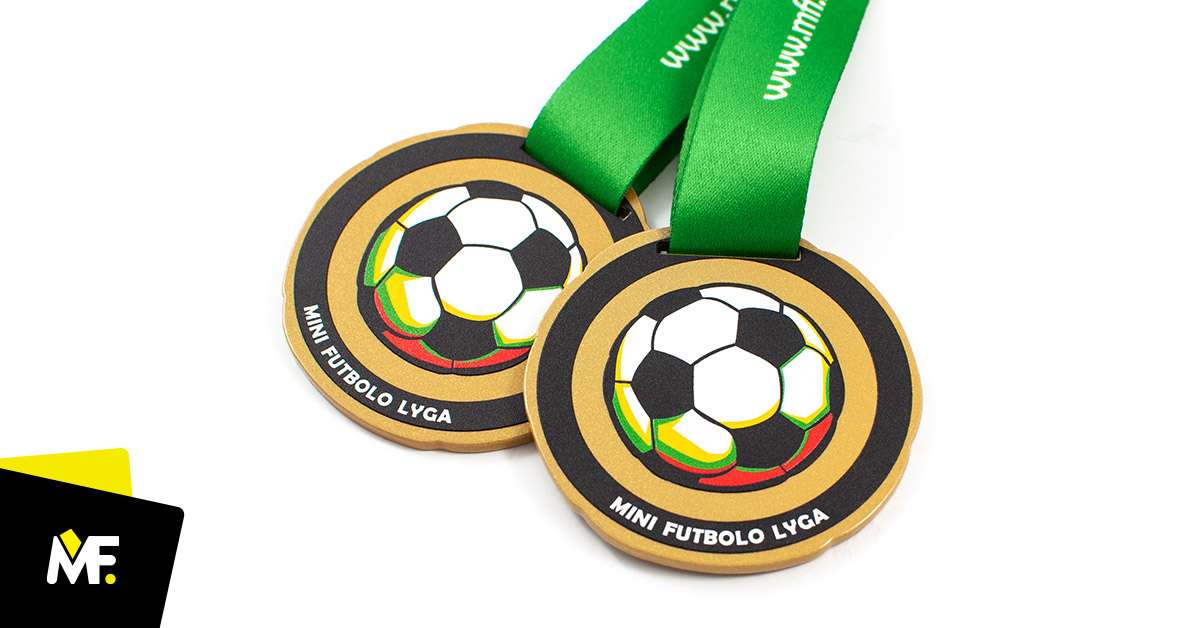 Medale Sportowe Piłka nożna Jednostronny medale Niestandardowy Piłka nożna Premium sportowe Stal czarna Złoty 