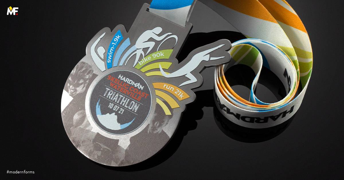 Medale Sportowe Triathlon Exclusive Jednostronny Niestandardowy Srebrny Stal nierdzewna 