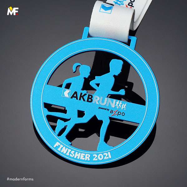 Medale Sportowe Biegi Ażurowany biegi Jednostronny medale Niebieski Premium sportowe Stal czarna 
