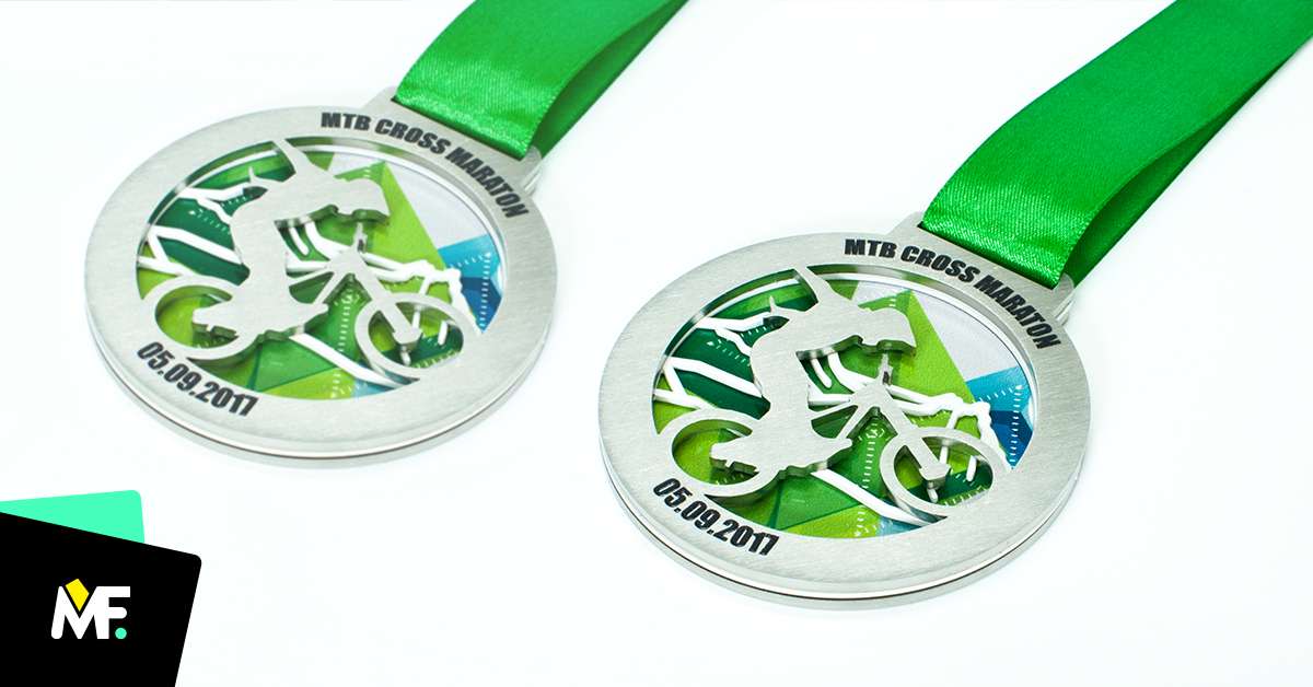 Medale Sportowe Kolarstwo Biały Exclusive Jednostronny kolarstwo medale Okrągłe sportowe Srebrny Stal czarna 