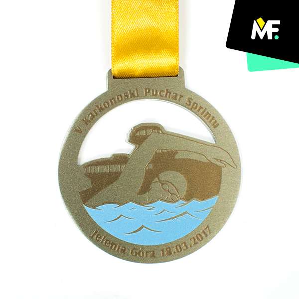 Medale Sportowe Pływanie Brązowy Jednostronny medale Okrągłe pływanie Premium sportowe Srebrny Stal czarna Złoty 
