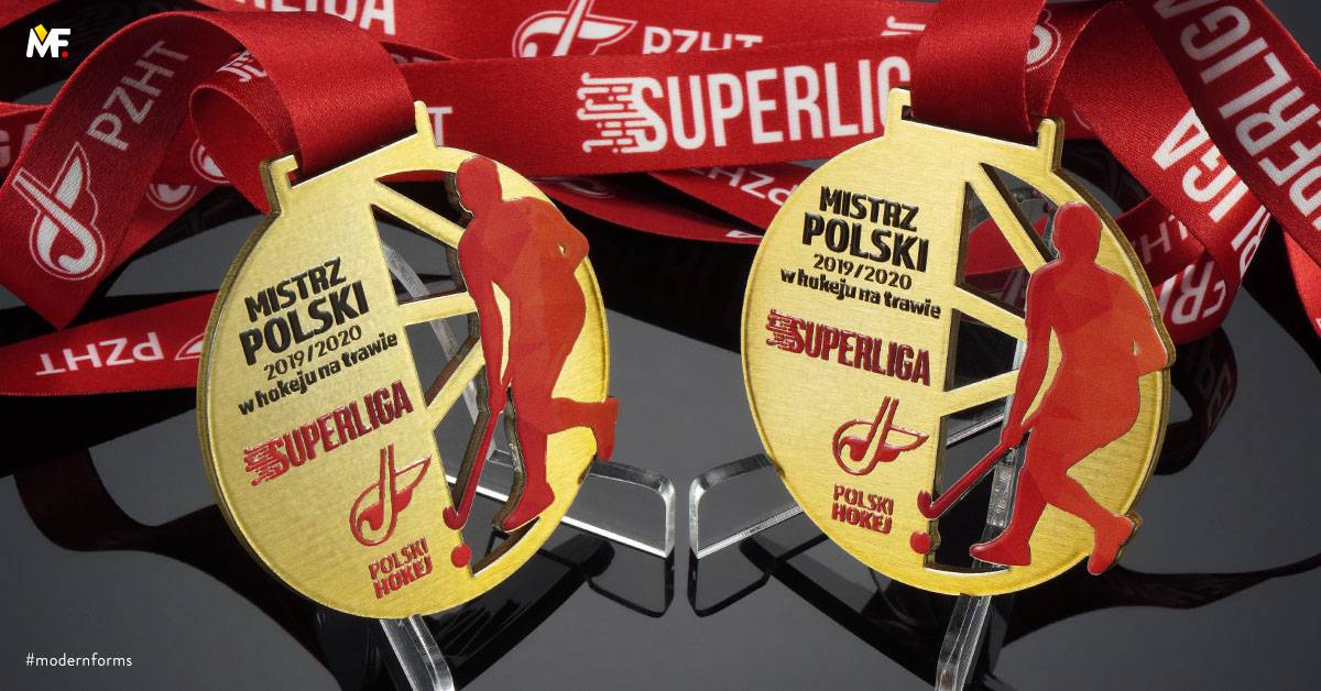 Medale Sportowe Hokej Ażurowany Jednostronny Premium Stal nierdzewna Złoty 