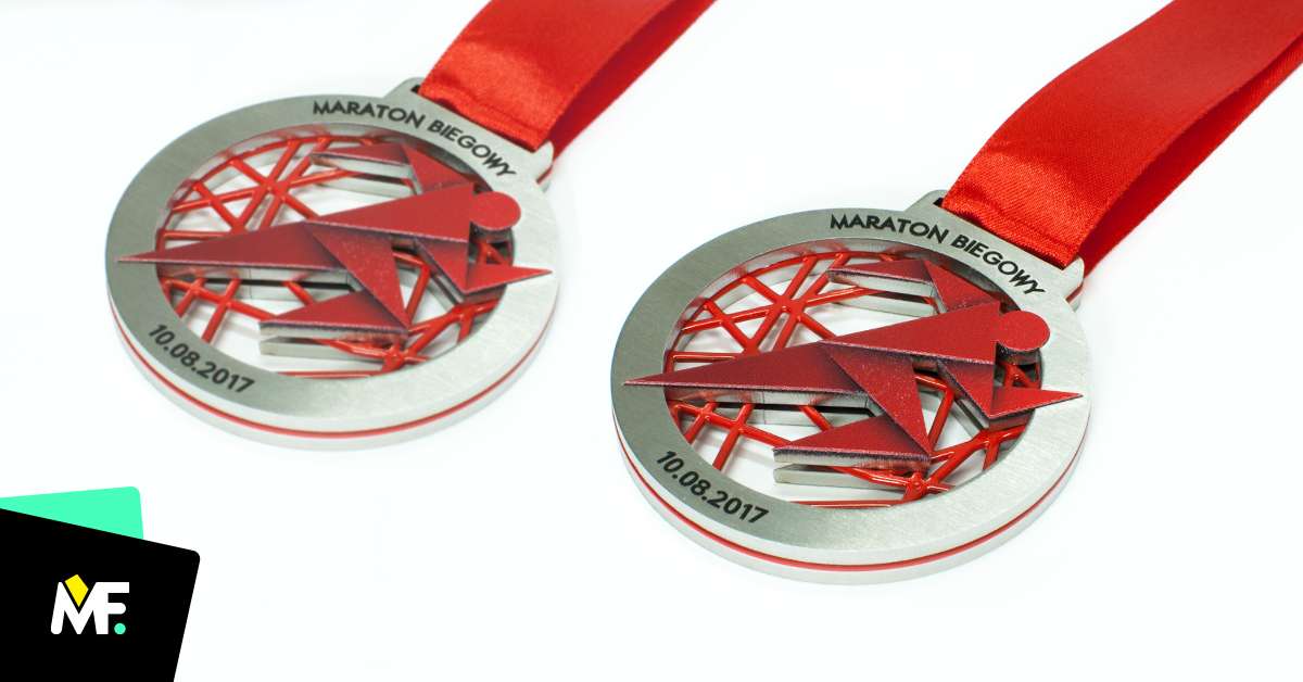 Medale Sportowe Biegi Biały biegi Exclusive Jednostronny medale Okrągłe sportowe Srebrny Stal czarna 