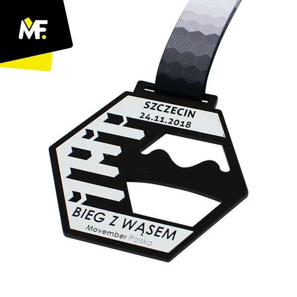 Medale Sportowe Biegi Ażurowany biegi Czarny Jednostronny medale Premium sportowe Stal czarna 