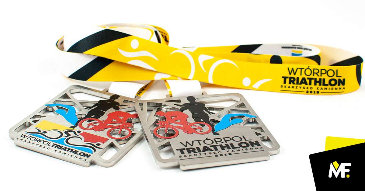 Medale Sportowe Triathlon Ażurowany medale Premium sportowe Srebrny Stal nierdzewna Triathlon Wielostronny 