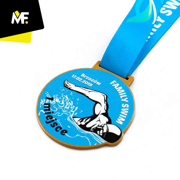 Medale Sportowe Pływanie Brązowy Jednostronny medale Niestandardowy pływanie Premium sportowe Srebrny Stal czarna Złoty 