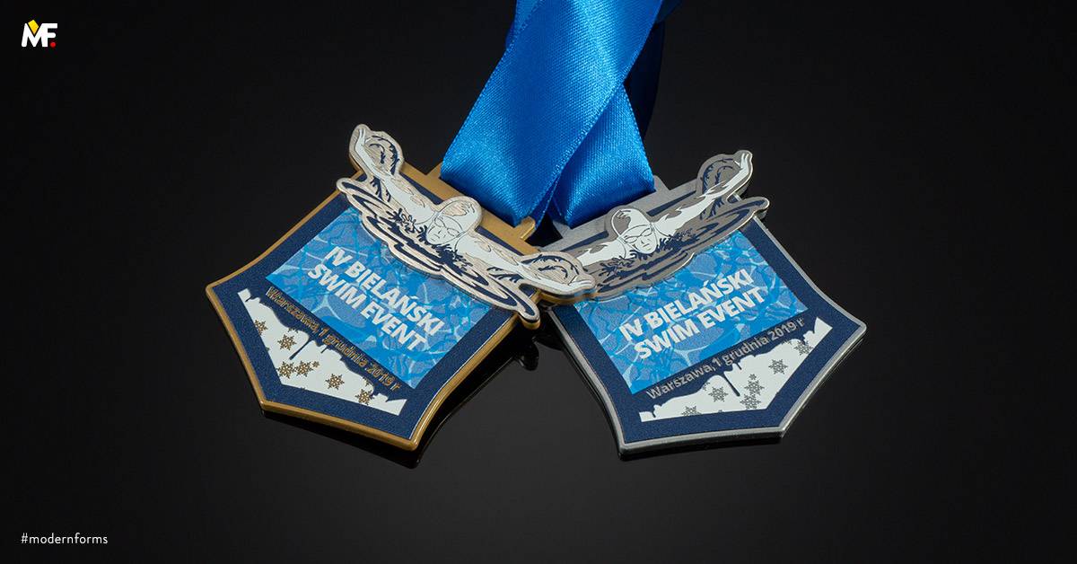 Medale Sportowe Pływanie Jednostronny Niestandardowy Premium Stal Stal nierdzewna Złoty 
