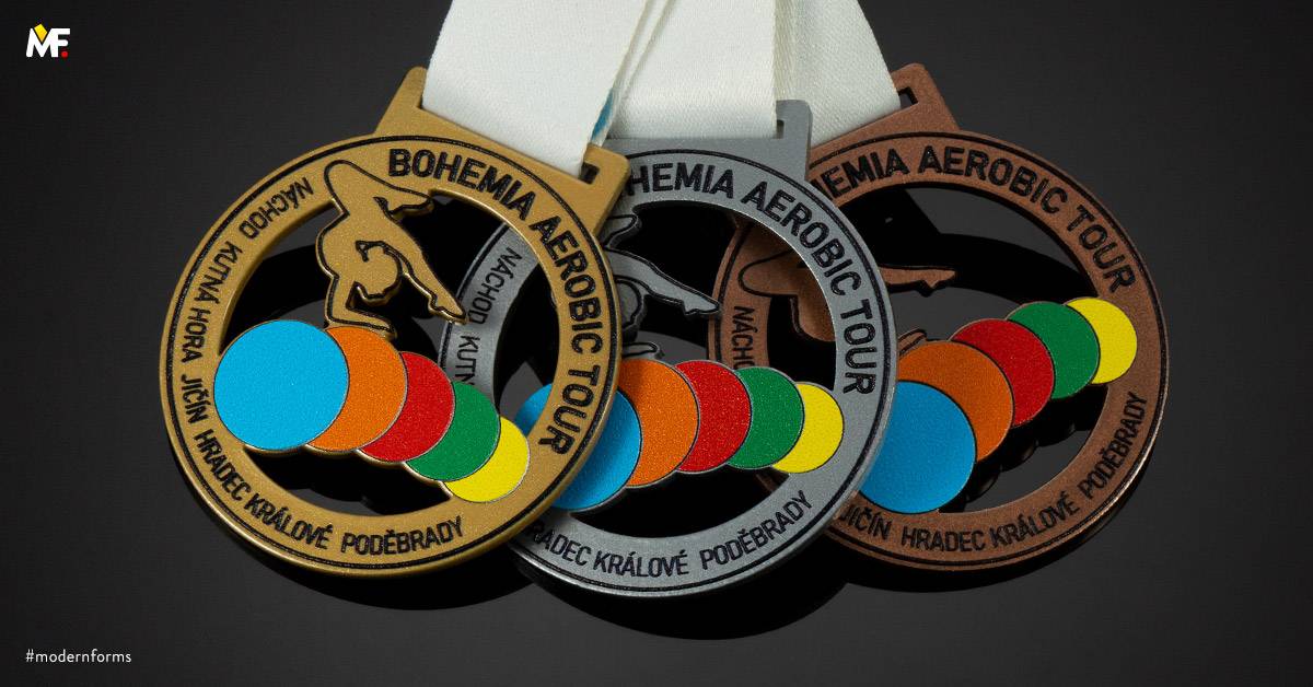 Medale Sportowe Gimnastyka Ażurowany Jednostronny Premium Stal Złoty 