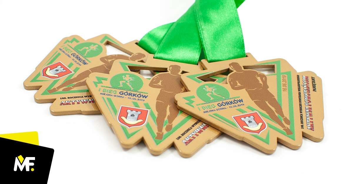 Medale Sportowe Biegi Ażurowany biegi Jednostronny medale Premium sportowe Stal czarna Złoty 