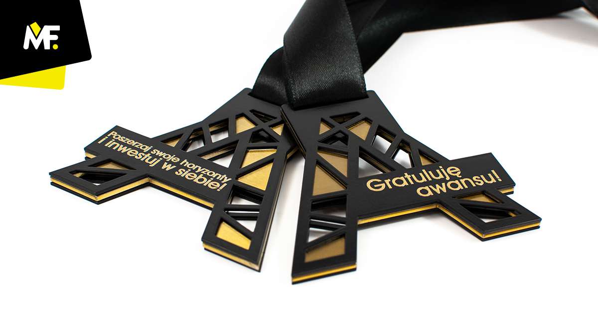 Medale Okolicznościowe Gratulacje i podziekowania Ażurowany Czarny Exclusive Gratulacje i podziekowania medale okolicznościowe Stal czarna Wielostronny Złoty 