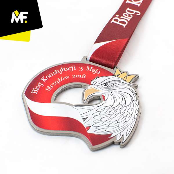 Medale Okolicznościowe Sportowe Biegi Patriotyczne Ażurowany biegi medale okolicznościowe Patriotyczne Premium sportowe Srebrny Stal czarna Wielostronny 