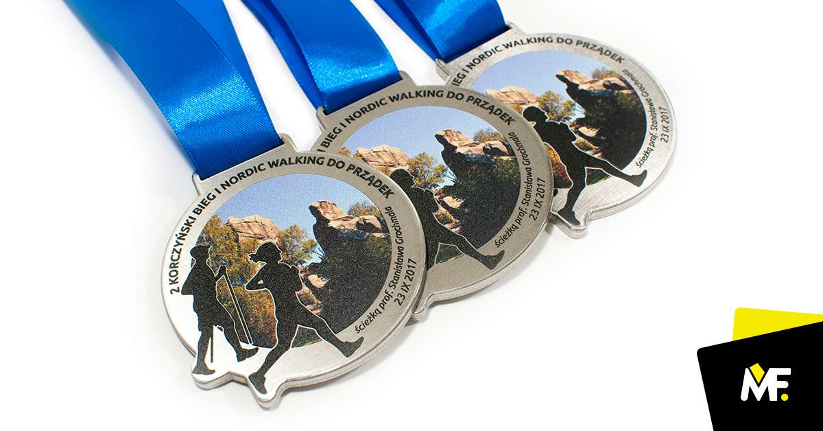 Medale Sportowe Nordic walking Jednostronny medale Niestandardowy Nordic walking Premium sportowe Srebrny Stal nierdzewna 